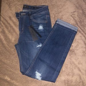 Juniors slightly distressed girlfriend jeans